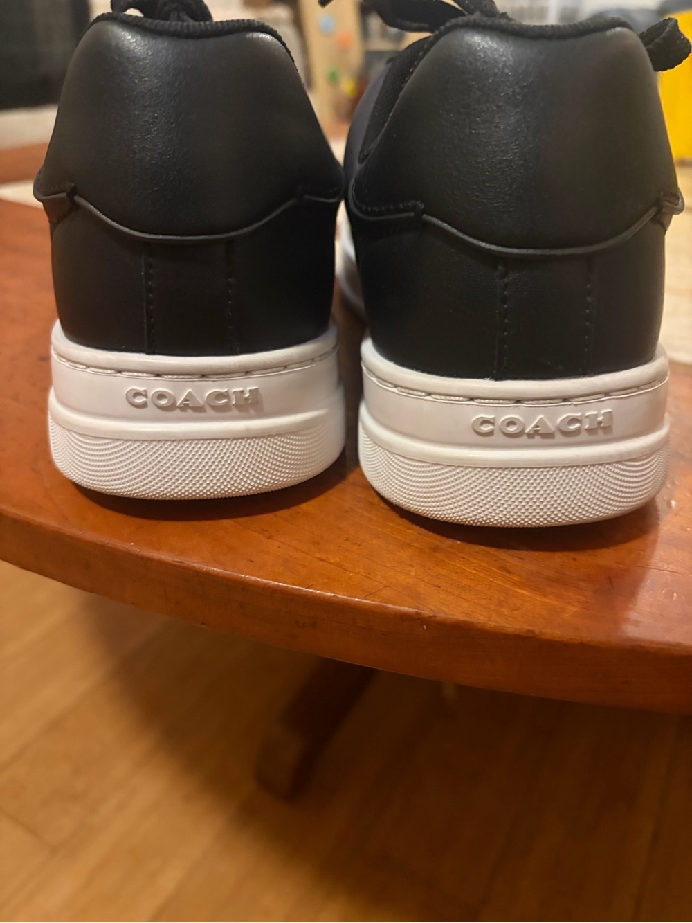 Coach Black Leather Low-Top Sneakers with Gold Logo - Picture 3 of 7